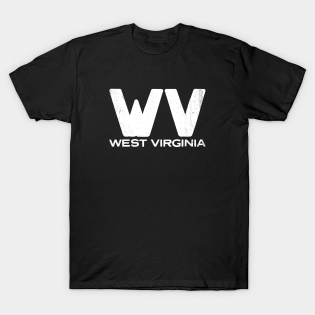WV West Virginia Vintage State Typography T-Shirt by Commykaze